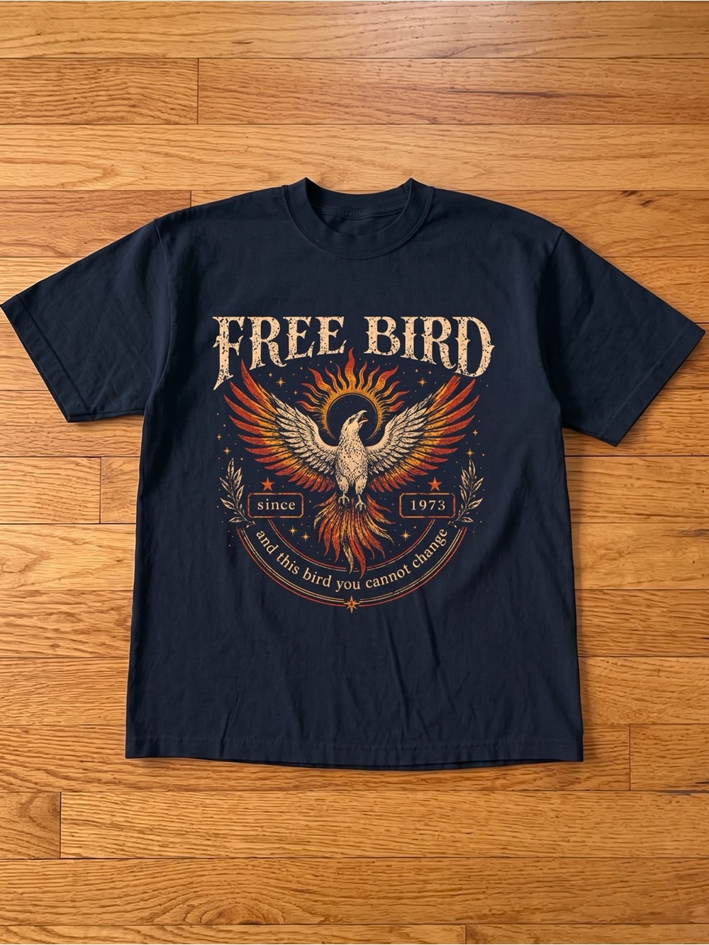 Black Free Bird Eagle Custom Graphic T-Shirt Band Tee